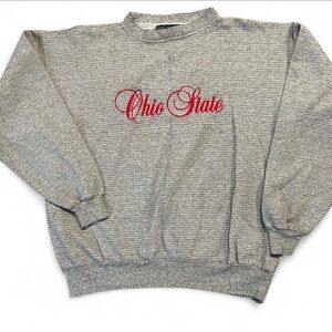 Ohio State Gray waffle knit Sweatshirt with Red embroidery
